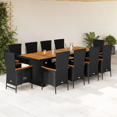 Set de comedor jardín 11 pzas con cojines ratán sintético negro by , Garden sets - Ref: Foro24-3277528, Price: 1,00 €, Discou...