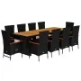 Set de comedor jardín 11 pzas con cojines ratán sintético negro by , Garden sets - Ref: Foro24-3277528, Price: 1,00 €, Discou...