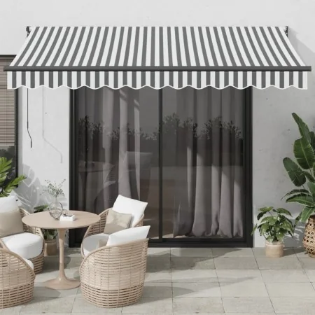 Toldo retráctil aluminio y tela antracita y blanco 3,5x2,5 m by , Awnings - Ref: Foro24-3216119, Price: 265,69 €, Discount: -5%%