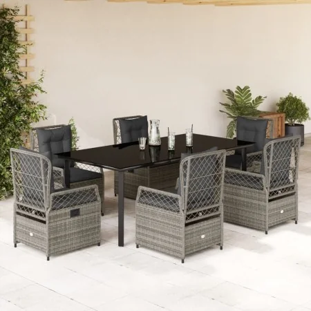 Set comedor jardín 7 pzas y cojines ratán sintético gris von , Gartensets - Ref: Foro24-3262997, Preis: 808,96 €, Rabatt: -5%%