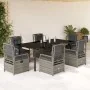 Set comedor jardín 7 pzas y cojines ratán sintético gris von , Gartensets - Ref: Foro24-3262997, Preis: 808,96 €, Rabatt: -5%%