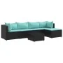 Set muebles de jardín 6 piezas y cojines ratán sintético negro de , Conjuntos de jardín - Ref: Foro24-3308068, Precio: 369,41...
