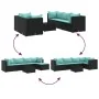 Set muebles de jardín 6 piezas y cojines ratán sintético negro de , Conjuntos de jardín - Ref: Foro24-3308068, Precio: 369,41...
