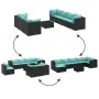 Set de muebles de jardín 8 pzas y cojines ratán sintético negro by , Garden sets - Ref: Foro24-3308236, Price: 515,34 €, Disc...