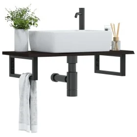 Estante de lavabo de pared de acero y madera