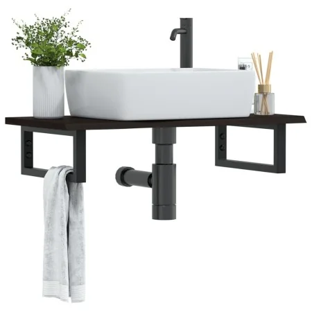 Estante de lavabo de pared de acero y madera maciza de roble | Foro24.es | Tu tienda online para hogar, jardín y más Foro24.es