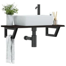 Estante de lavabo de pared de acero y madera