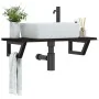 Estante de lavabo de pared de acero y madera maciza de roble | Foro24.es | Tu tienda online para hogar, jardín y más Foro24.es