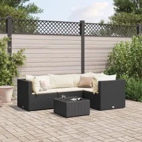 Set de muebles de jardín 5 pzas y cojines ratán sintético negro de , Conjuntos de jardín - Ref: Foro24-3308080, Precio: 379,7...