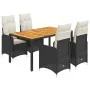 Mesita y sillas jardín 5 pzas y cojines ratán sintético negro von , Gartensets - Ref: Foro24-3276978, Preis: 665,11 €, Rabatt...