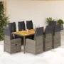 Mesita y sillas jardín 9 piezas y cojines ratán sintético gris von , Gartensets - Ref: Foro24-3277026, Preis: 1,00 €, Rabatt:...