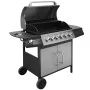 Barbacoa grill de gas 6+1 quemadores negra y plateada by , Barbecues - Ref: Foro24-273793, Price: 443,56 €, Discount: -5%%
