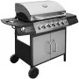 Barbacoa grill de gas 6+1 quemadores negra y plateada by , Barbecues - Ref: Foro24-273793, Price: 443,56 €, Discount: -5%%