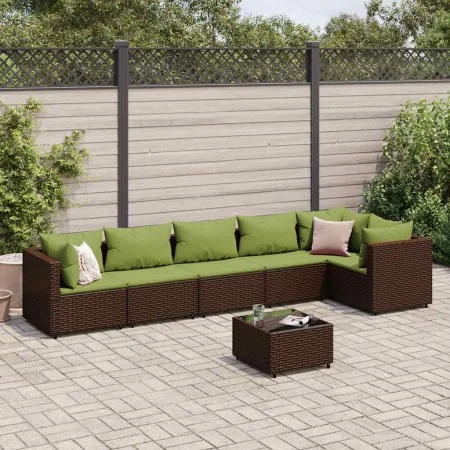 Set muebles de jardín 7 piezas y cojines ratán sintético marrón by , Garden sets - Ref: Foro24-3308118, Price: 532,65 €, Disc...