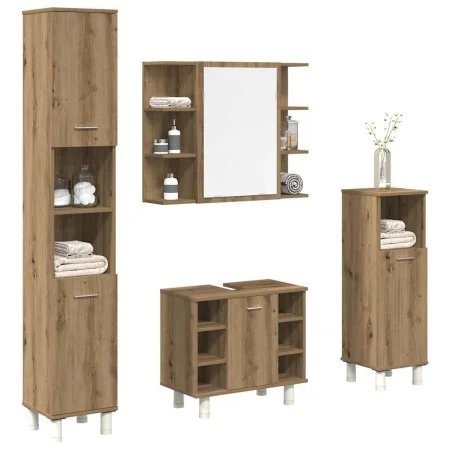 Juego de muebles baño 4 piezas madera ingeniería roble artisan by , Bathroom furniture - Ref: Foro24-3328558, Price: 280,42 €...