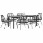 Set de comedor de jardín 7 piezas cojines ratán sintético negro | Foro24.es | Tu tienda online para hogar, jardín y más Foro24.es