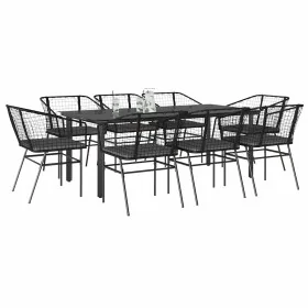 Set de comedor jardín 9 piezas cojines ratán