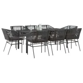 Set de comedor jardín 9 piezas cojines ratán polivinílico negro von , Gartensets - Ref: Foro24-3334617, Preis: 758,89 €, Raba...