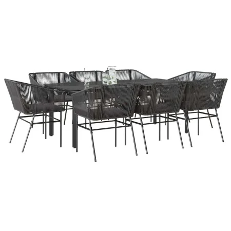 Set de comedor jardín 9 piezas cojines ratán polivinílico negro by , Garden sets - Ref: Foro24-3334617, Price: 758,89 €, Disc...