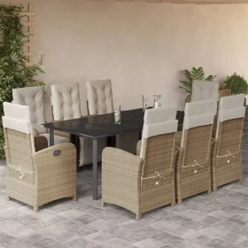 Set comedor de jardín 9 pzas con cojines ratán sintético beige by , Garden sets - Ref: Foro24-3212583, Price: 1,00 €, Discoun...