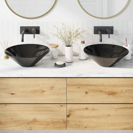 Lavabos 2 uds negro brillo Ø42x14 cm cerámica by , Basins and sinks - Ref: Foro24-42000314, Price: 72,35 €, Discount: -5%%