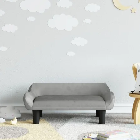 Sofá para niños de terciopelo gris claro 70x40x24 cm by , Baby and Toddler Furniture - Ref: Foro24-3196350, Price: 70,22 €, D...