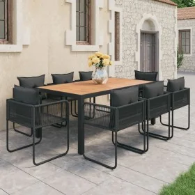 Set de comedor de jardín 9 piezas PVC ratán negro y marrón de , Conjuntos de jardín - Ref: Foro24-3060111, Precio: 795,71 €, ...