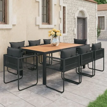 Set de comedor de jardín 9 piezas PVC ratán negro y marrón de , Conjuntos de jardín - Ref: Foro24-3060111, Precio: 795,71 €, ...