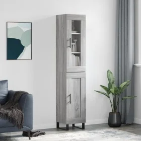 Aparador alto madera contrachapada gris Sonoma