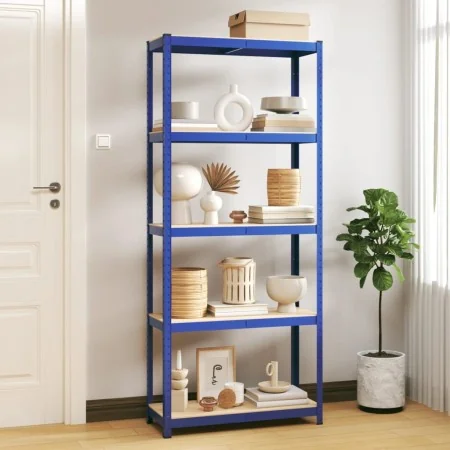 Estantería almacenaje 5 niveles azul madera contrachapada acero by , Industrial shelving - Ref: Foro24-152856, Price: 52,02 €...