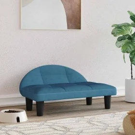 Cama para perros de terciopelo azul 70x52x30 cm