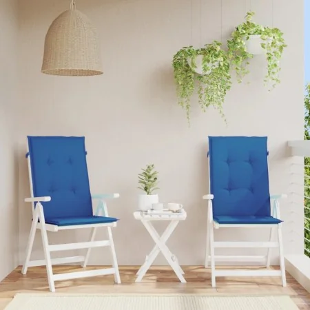 Cojín silla de jardín respaldo alto 2 uds tela azul 120x50x3 cm by , Cushions for chairs and sofas - Ref: Foro24-314116, Pric...