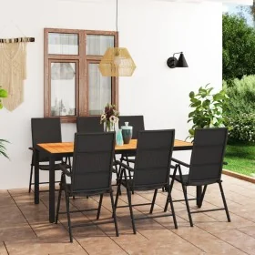 Juego de comedor de jardín 7 piezas negro y marrón von , Gartensets - Ref: Foro24-3060056, Preis: 645,01 €, Rabatt: -5%%
