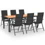 Juego de comedor de jardín 7 piezas negro y marrón von , Gartensets - Ref: Foro24-3060056, Preis: 645,01 €, Rabatt: -5%%