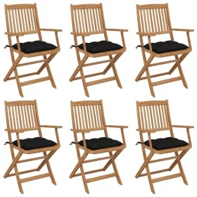 Sillas de jardín plegables 6 uds y cojines madera maciza acacia de , Sillas de jardín - Ref: Foro24-3065483, Precio: 345,23 €...