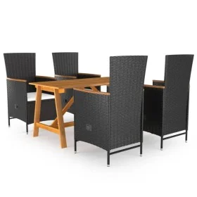 Juego de comedor para jardín 5 piezas negro de , Conjuntos de jardín - Ref: Foro24-3068757, Precio: 643,41 €, Descuento: -5%%