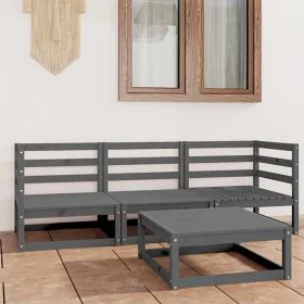 Juego de muebles de jardín 4 piezas gris madera