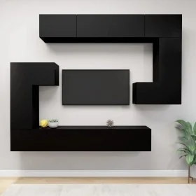 Set de muebles para TV 8 piezas madera contrachapada negro by , TV Furniture - Ref: Foro24-3078830, Price: 426,82 €, Discount...