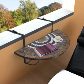 Mesa de balcón colgante mosaico terracota y blanco by , Garden tables - Ref: Foro24-41126, Price: 95,14 €, Discount: -5%%