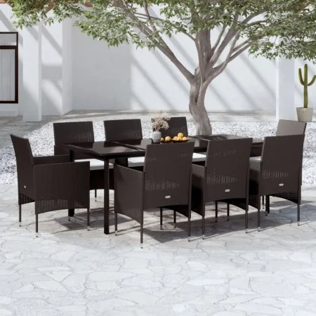 Juego de comedor de jardín 9 piezas con cojines negro von , Gartensets - Ref: Foro24-3099286, Preis: 749,15 €, Rabatt: -5%%