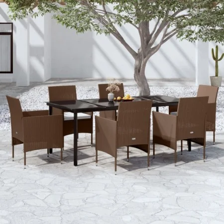 Juego de comedor de jardín 7 piezas con cojines marrón y negro von , Gartensets - Ref: Foro24-3099303, Preis: 618,54 €, Rabat...