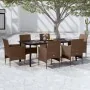 Juego de comedor de jardín 7 piezas con cojines marrón y negro von , Gartensets - Ref: Foro24-3099303, Preis: 618,54 €, Rabat...