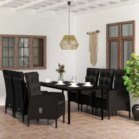 Juego de comedor de jardín 7 piezas con cojines negro de , Conjuntos de jardín - Ref: Foro24-3099357, Precio: 1,00 €, Descuen...