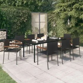 Juego de comedor para jardín 9 piezas negro by , Garden sets - Ref: Foro24-3099418, Price: 652,07 €, Discount: -5%%