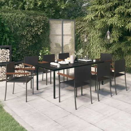 Juego de comedor para jardín 9 piezas negro by , Garden sets - Ref: Foro24-3099418, Price: 652,07 €, Discount: -5%%
