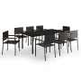 Juego de comedor para jardín 9 piezas negro by , Garden sets - Ref: Foro24-3099418, Price: 652,07 €, Discount: -5%%