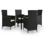 Juego de comedor de jardín 5 piezas con cojines negro von , Gartensets - Ref: Foro24-3099426, Preis: 591,39 €, Rabatt: -5%%