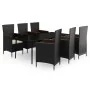 Juego de comedor de jardín 7 piezas con cojines negro von , Gartensets - Ref: Foro24-3099447, Preis: 1,00 €, Rabatt: -5%%
