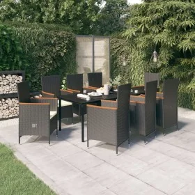 Juego de comedor de jardín 9 piezas con cojines negro de , Conjuntos de jardín - Ref: Foro24-3099430, Precio: 1,00 €, Descuen...
