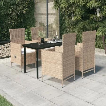 Juego de comedor de jardín 5 piezas con cojines beige by , Garden sets - Ref: Foro24-3099439, Price: 571,40 €, Discount: -5%%